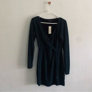 Trixxi Clothing Company Elegant Emerald Green Sparkle Wrap Dress